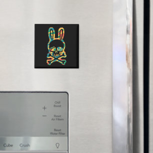 Osterhase Retro Tie Dye Hase Totenkopf Kreuz Knoch Magnet