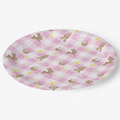 Osterhase Rosa Gingham Pappteller (Schrägansicht)