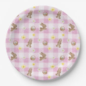 Osterhase Rosa Gingham Pappteller (Vorderseite)