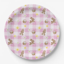 Osterhase Rosa Gingham Pappteller
