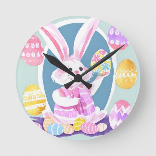 Osterhase Runde Wanduhr (Vorderseite)