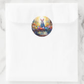 Osterhase runder aufkleber (Tasche)