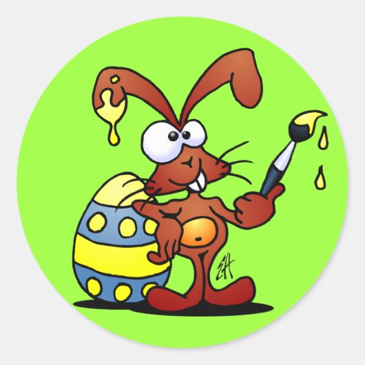 Osterhase Runder Aufkleber (Vorderseite)