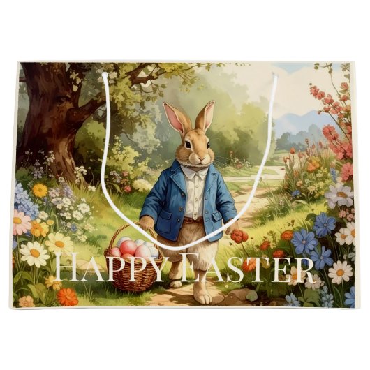 Osterhase sammelt Ostereier Große Geschenktüte (Vorderseite)
