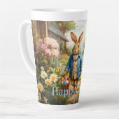 Osterhase sammelt Ostereier Milchtasse (Linke Ecke)
