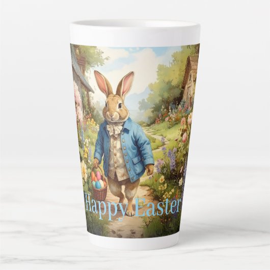 Osterhase sammelt Ostereier Milchtasse (Vorderseite)