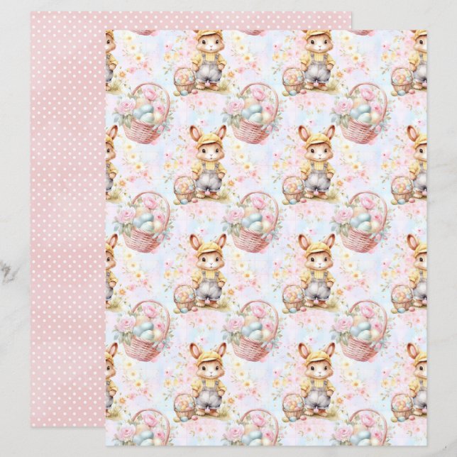 Osterhase-Schabblonenpapier im Vintage-Stil (Vorne/Hinten)