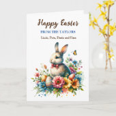 Osterhase, Schmetterlinge und Blume Personalisiert Karte (Gelbe Blume)