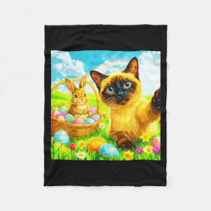 Osterhase Siamese Katze Selfie Kaninchen Kätzchen Fleecedecke