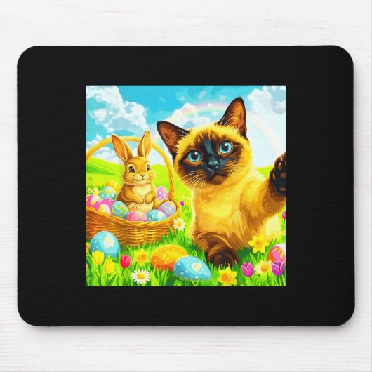 Osterhase Siamese Katze Selfie Kaninchen Kätzchen Mousepad (Vorne)