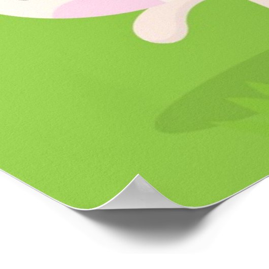 Osterhase spielerisch mit bemalten Eiern Poster (Ecke)