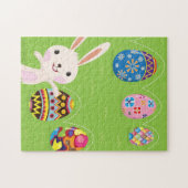 Osterhase spielerisch mit gemalten Eiern Puzzle (Horizontal)