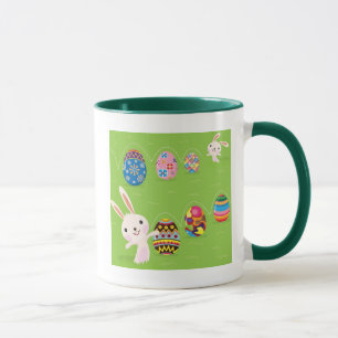 Osterhase spielerisch mit gemalten Eiern Tasse