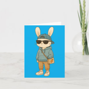 Osterhase Sungles Süßer cooler Hase Frühling Junge Karte
