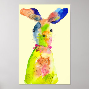Osterhase süß Wasserfarbe Poster