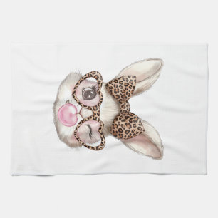 Osterhase Süße Brille Leopard Hase Kaninchen Einfa Geschirrtuch