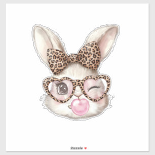 Osterhase Süße Brille Leopard Hase Kaninchen Oster Aufkleber