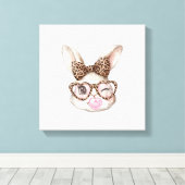 Osterhase Süße Brille Leopard Hase Kaninchen Oster Leinwanddruck (Insitu (Holzboden))
