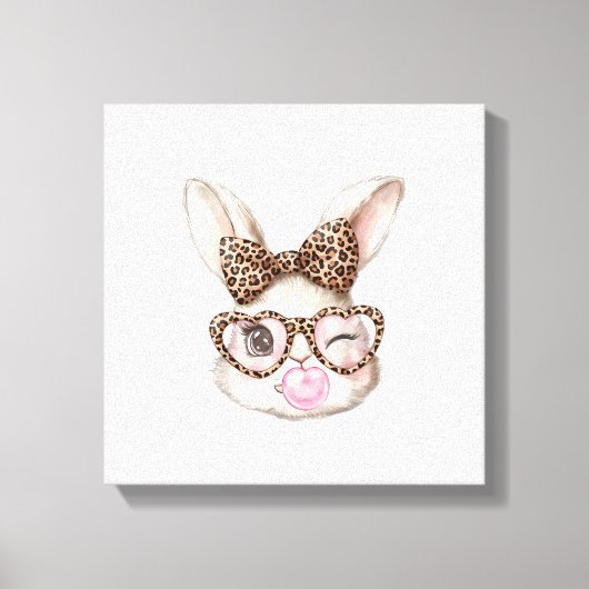 Osterhase Süße Brille Leopard Hase Kaninchen Oster Leinwanddruck (Vorderseite)