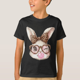 Osterhase süße Brille Leopard Hase Kaninchen T-Shirt