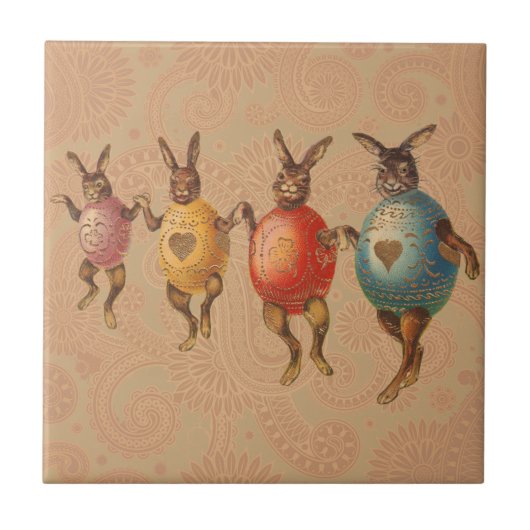 Osterhase Tanzende Eier Fliese (Vorderseite)