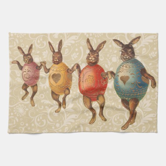 Osterhase Tanzende Eier Geschirrtuch (Horizontal)
