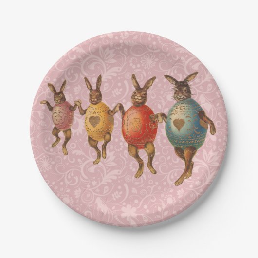 Osterhase Tanzende Eier Pappteller (Vorderseite)