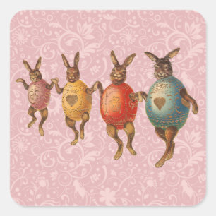 Osterhase Tanzende Eier Quadratischer Aufkleber