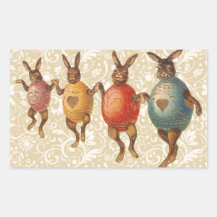 Osterhase Tanzende Eier Rechteckiger Aufkleber