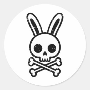 Osterhase Totenkopf Kreuz Knochen Hase Goth Männer Runder Aufkleber