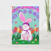 Osterhase Tulips Giro del Malcantone Niedliche Blu Karte (Vorderseite)