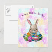Osterhase umgeben durch Ostereier Feiertagspostkarte (Vorne/Hinten)