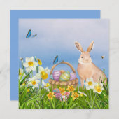 Osterhase und Affodien Feiertagskarte (Vorne/Hinten)