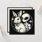 Osterhase und Alien Weltraum UFO Sci Fi Funny Karte (Vorderseite/Rückseite Beispiel)