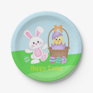 Osterhase und Babyküken Pappteller