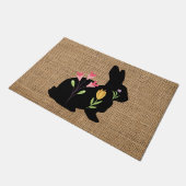 Osterhase und Blume - rustikal Fußmatte (Schrägansicht)
