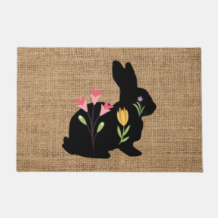 Osterhase und Blume - rustikal Fußmatte