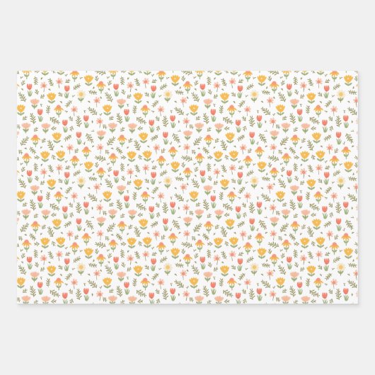 Osterhase und Blumen Frühjahr Geschenkpapier Set (Vorderseite 3)