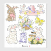 Osterhase und Blumen Frühling Die Vinyl Set schnei Aufkleber (Blatt)