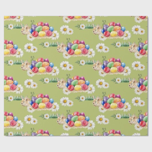 Osterhase und bunte Eier Geschenkpapier (Flach)