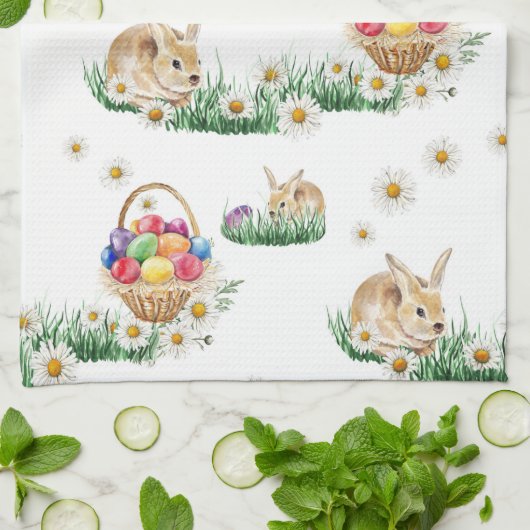 Osterhase und bunte Eier Handtuch (Gefaltet)
