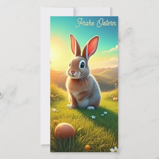 Osterhase und bunte Eier im Frühlingszauber (Vorderseite)
