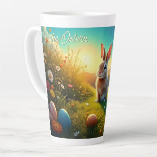 Osterhase und bunte Eier im Frühlingszauber Milchtasse