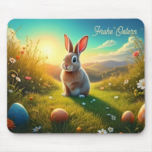Osterhase und bunte Eier im Frühlingszauber Mousepad (Vorne)