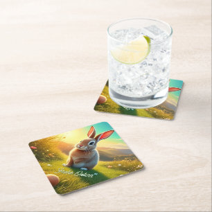 Osterhase und bunte Eier im Frühlingszauber Untersetzer