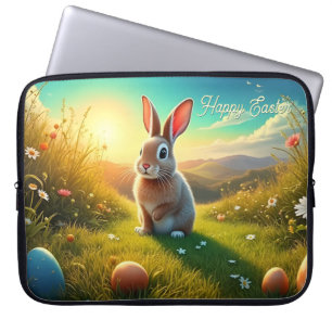 Osterhase und bunte Eier in Frühlingszauber Laptopschutzhülle