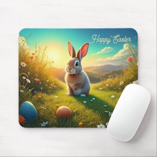 Osterhase und bunte Eier in Frühlingszauber Mousepad