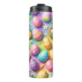 Osterhase und bunte Eier Muster Thermosbecher (Vorderseite)