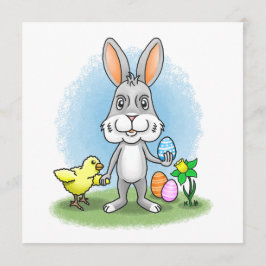 Osterhase und das gelbe Huhn Feiertagskarte