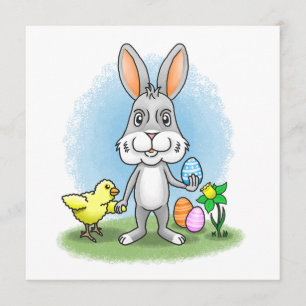 Osterhase und das gelbe Huhn Feiertagskarte